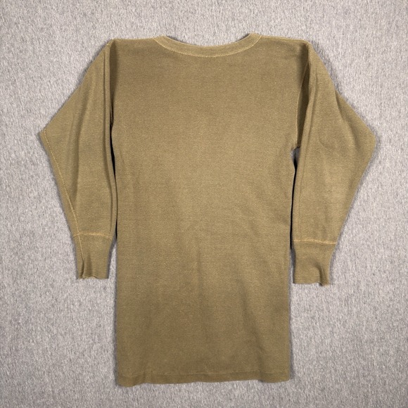 True Vintage 1940/50s Tan Earth Tone Stenciled Long Sleeve Military Thermal Sz M - Picture 2 of 9